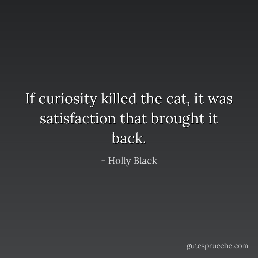 If curiosity killed the cat, it was satisfaction that brought it back. - Holly Black