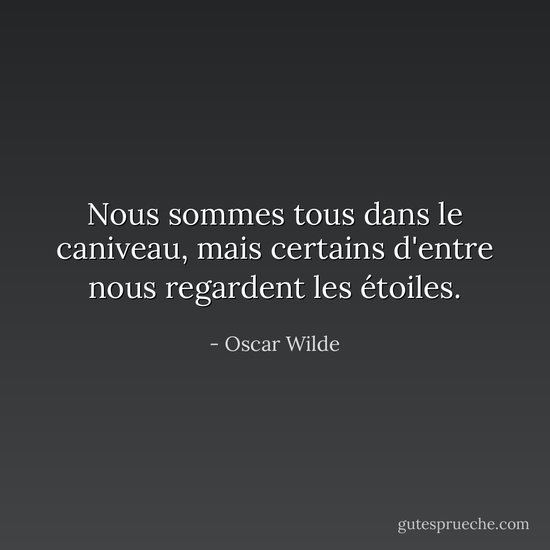 Nous sommes tous dans le caniveau, mais certains d'entre nous regardent les étoiles. - Oscar Wilde