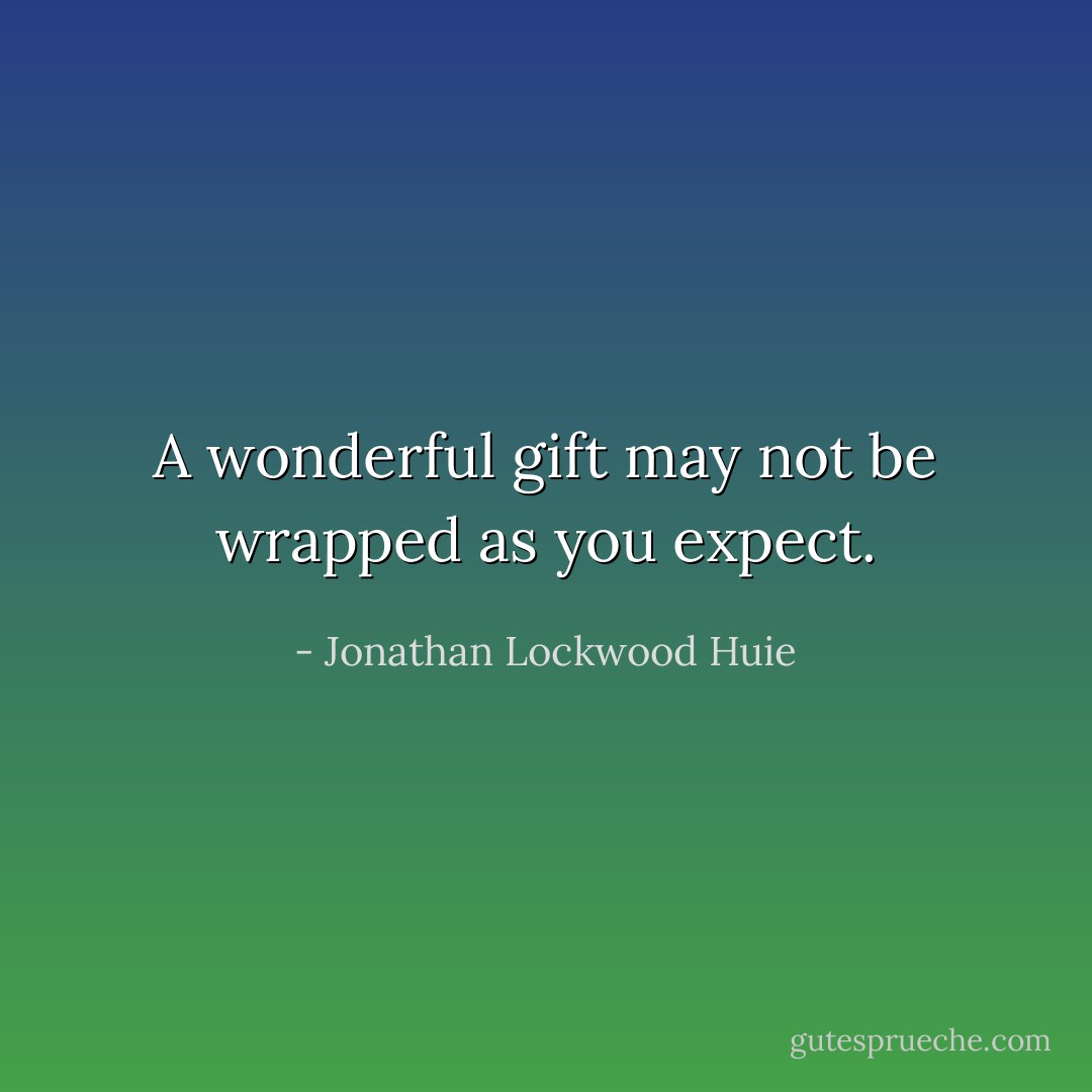 A wonderful gift may not be wrapped as you expect. - Jonathan Lockwood Huie