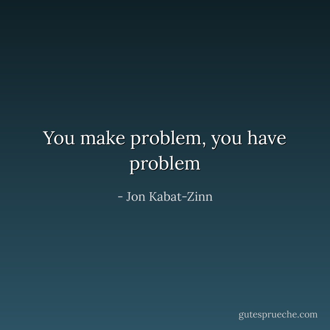 You make problem, you have problem - Jon Kabat-Zinn