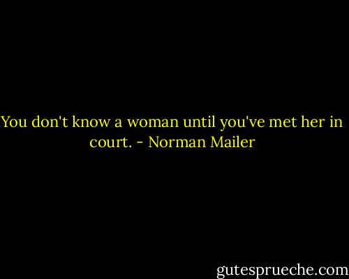 You don't know a woman until you've met her in court. - Norman Mailer