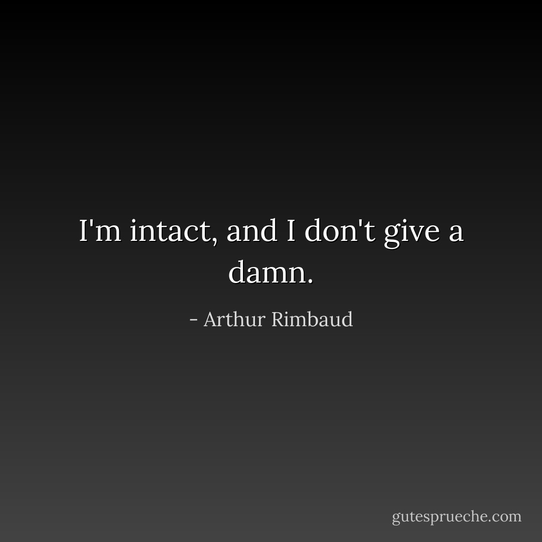 I'm intact, and I don't give a damn. - Arthur Rimbaud