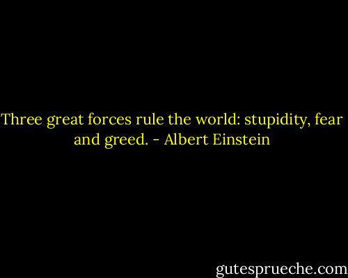 Three great forces rule the world: stupidity, fear and greed. - Albert Einstein
