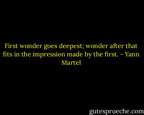 First wonder goes deepest; wonder after that fits in the impression made by the first. - Yann Martel