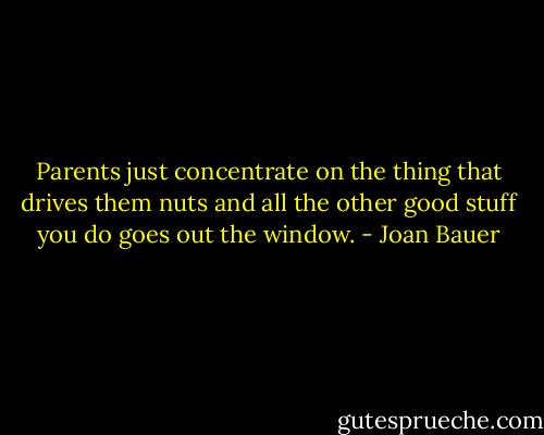Parents just concentrate on the thing that drives them nuts and all the other good stuff you do goes out the window. - Joan Bauer