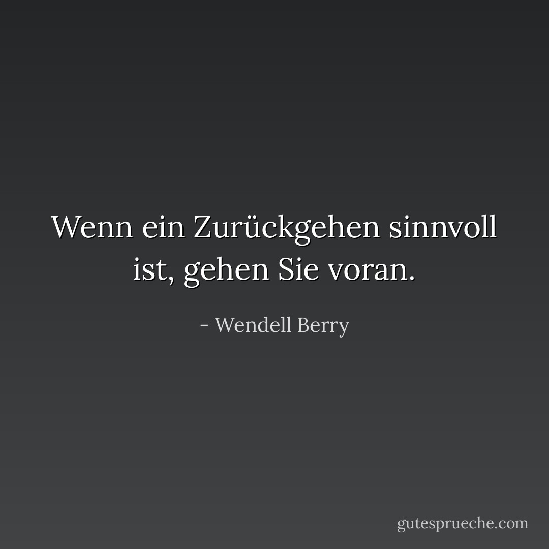 Wenn ein Zurückgehen sinnvoll ist, gehen Sie voran. - Wendell Berry<