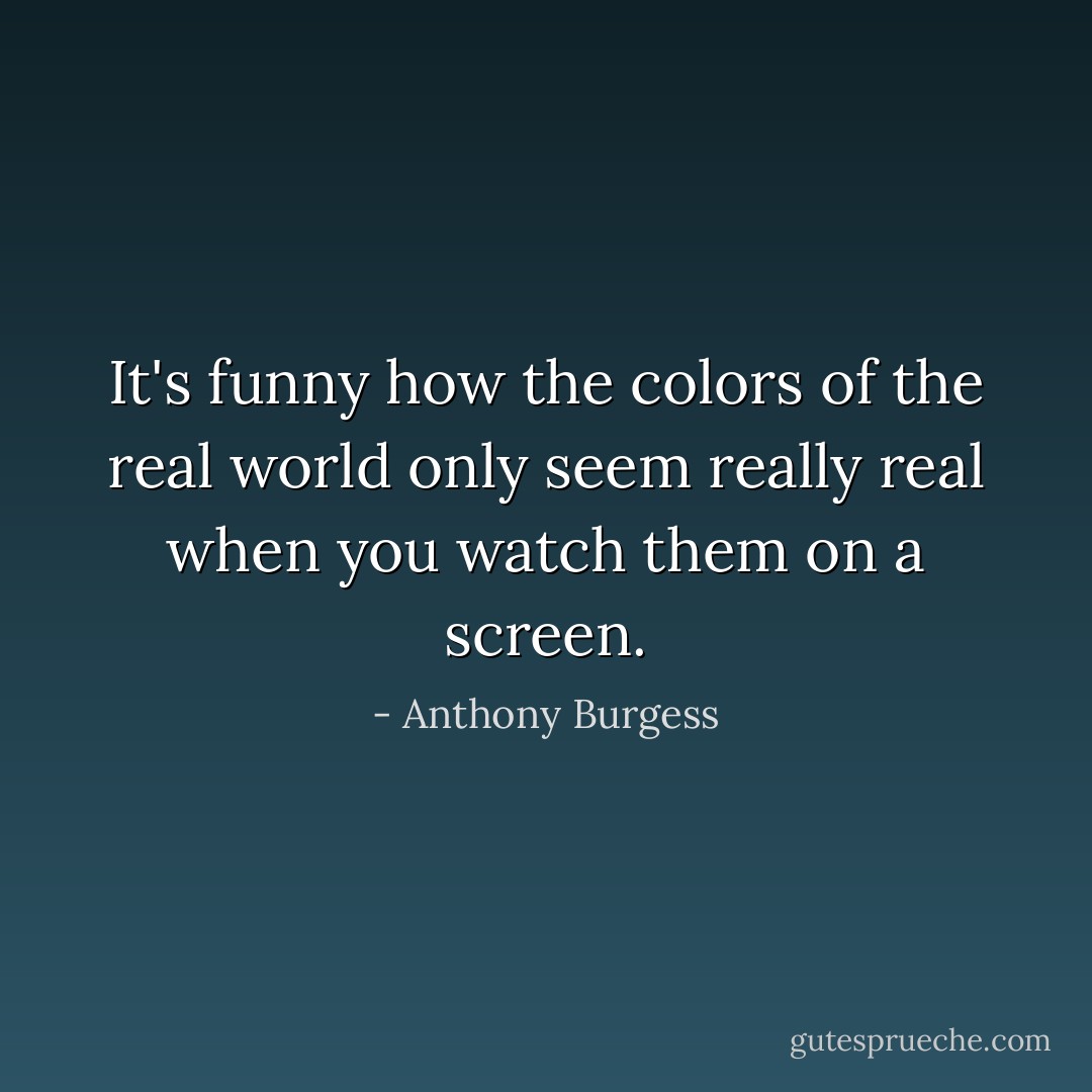 It's funny how the colors of the real world only seem really real when you watch them on a screen. - Anthony Burgess