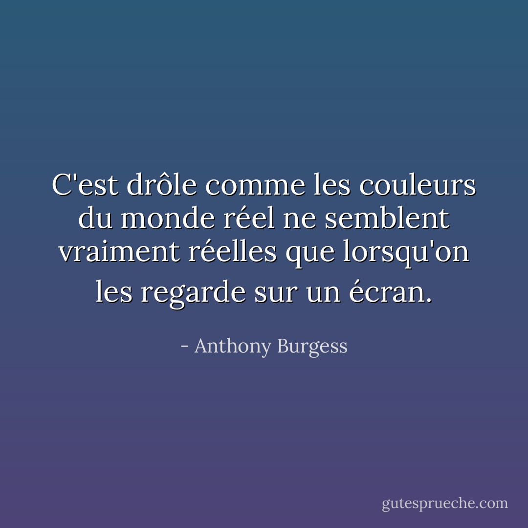 C'est drôle comme les couleurs du monde réel ne semblent vraiment réelles que lorsqu'on les regarde sur un écran. - Anthony Burgess