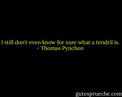 I still don't even know for sure what a tendril is. - Thomas Pynchon