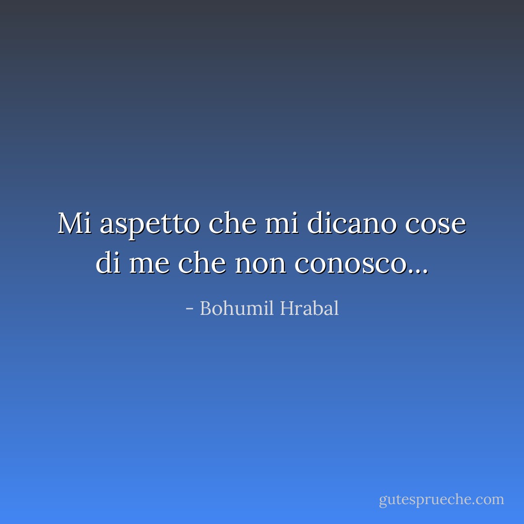 Mi aspetto che mi dicano cose di me che non conosco... - Bohumil Hrabal
