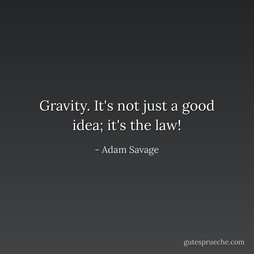 Gravity. It's not just a good idea; it's the law! - Adam Savage