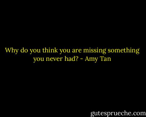 Why do you think you are missing something you never had? - Amy Tan