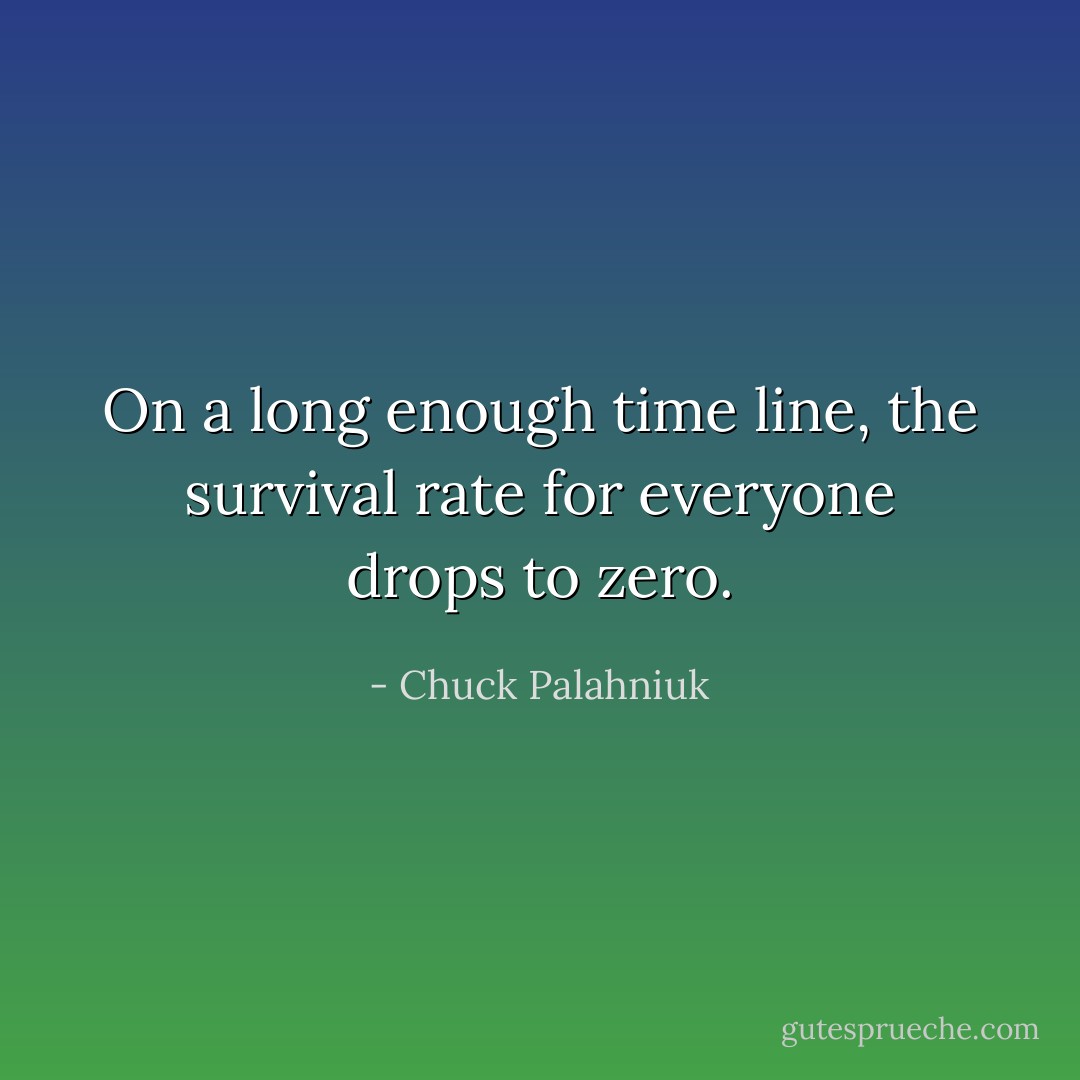 On a long enough time line, the survival rate for everyone drops to zero. - Chuck Palahniuk