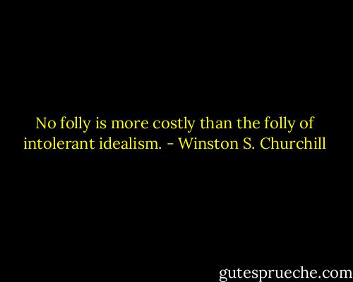 No folly is more costly than the folly of intolerant idealism. - Winston S. Churchill