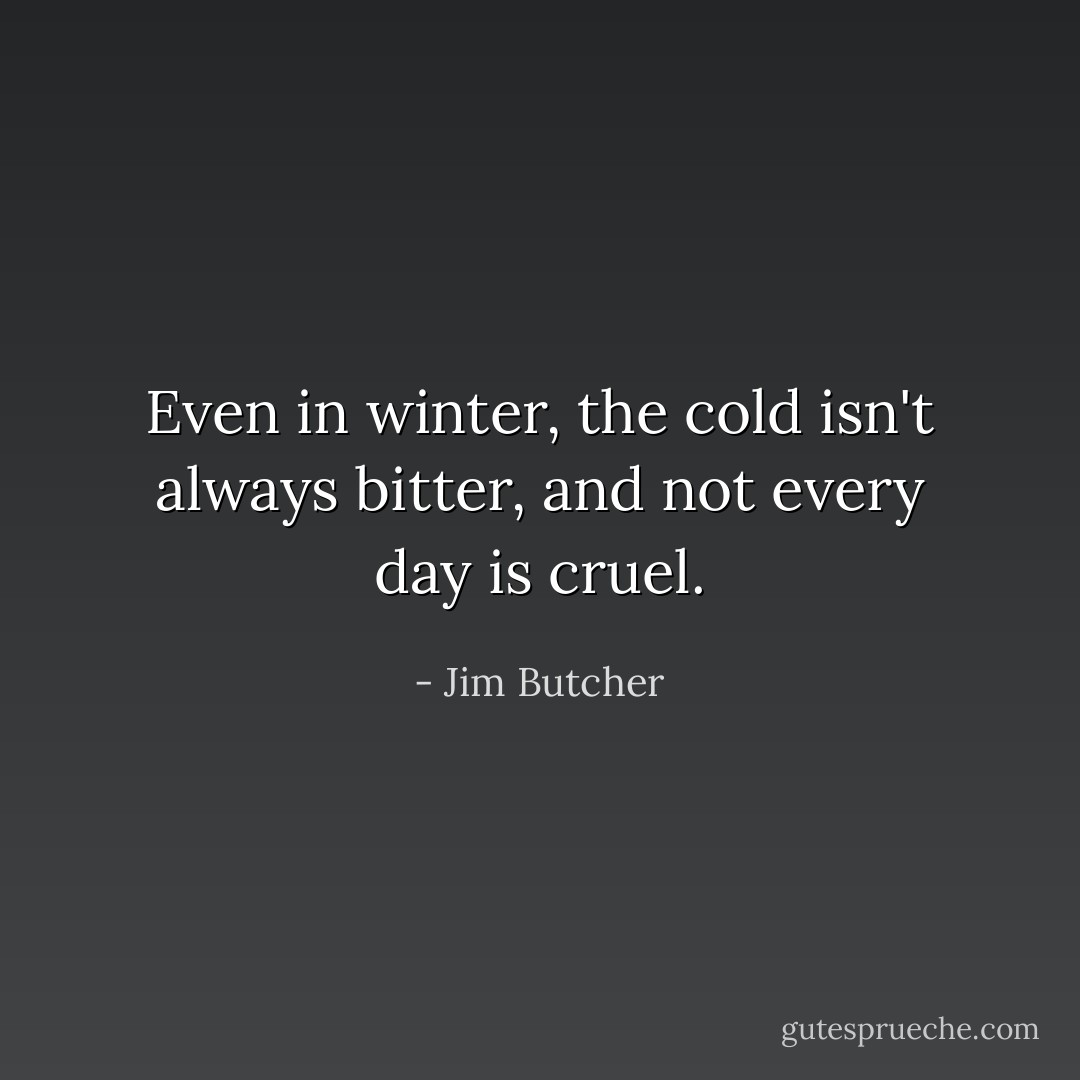 Even in winter, the cold isn't always bitter, and not every day is cruel. - Jim Butcher