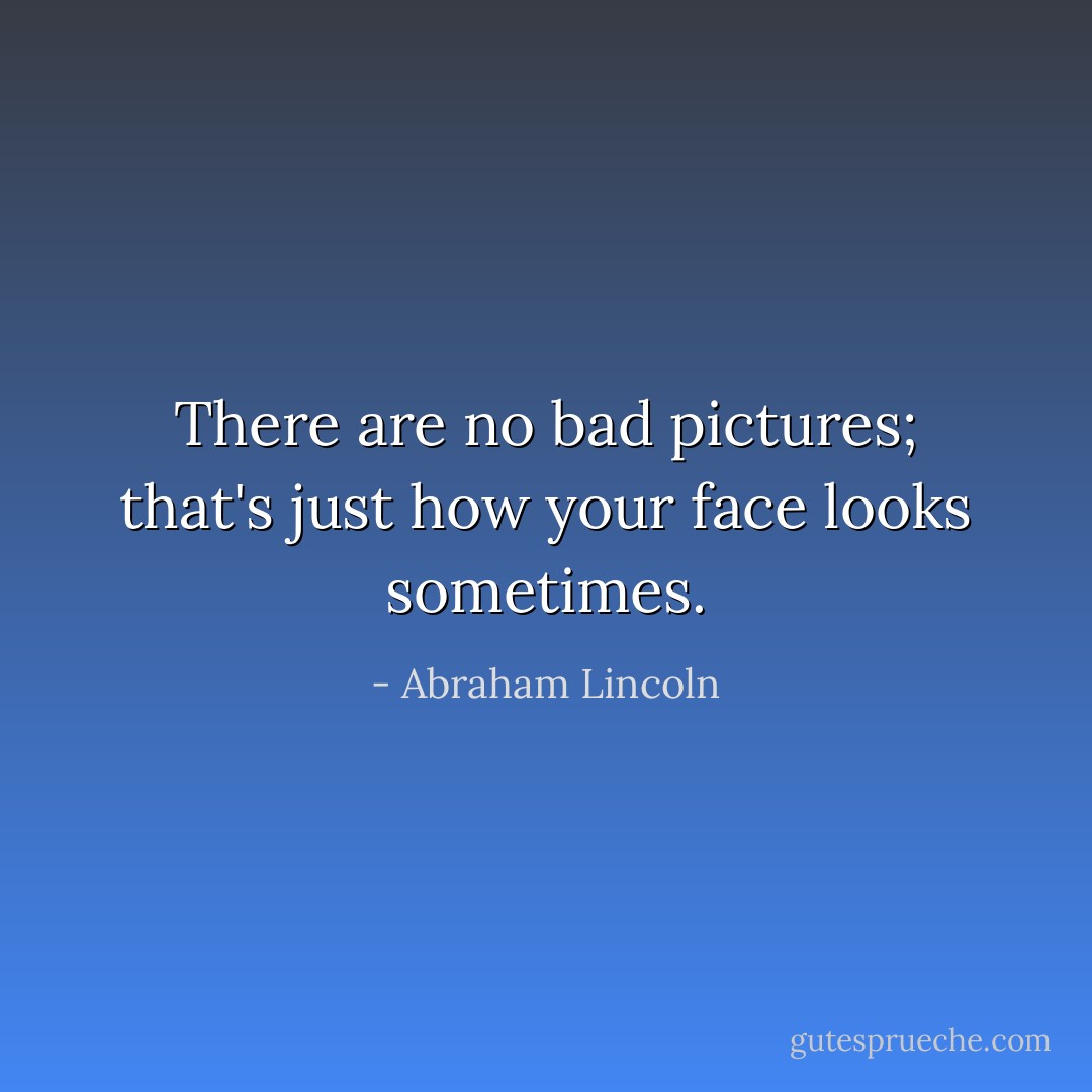 There are no bad pictures; that's just how your face looks sometimes. - Abraham Lincoln