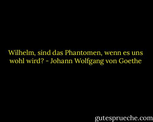 Wilhelm, sind das Phantomen, wenn es uns wohl wird? - Johann Wolfgang von Goethe