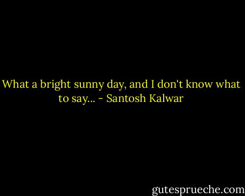 What a bright sunny day, and I don't know what to say... - Santosh Kalwar