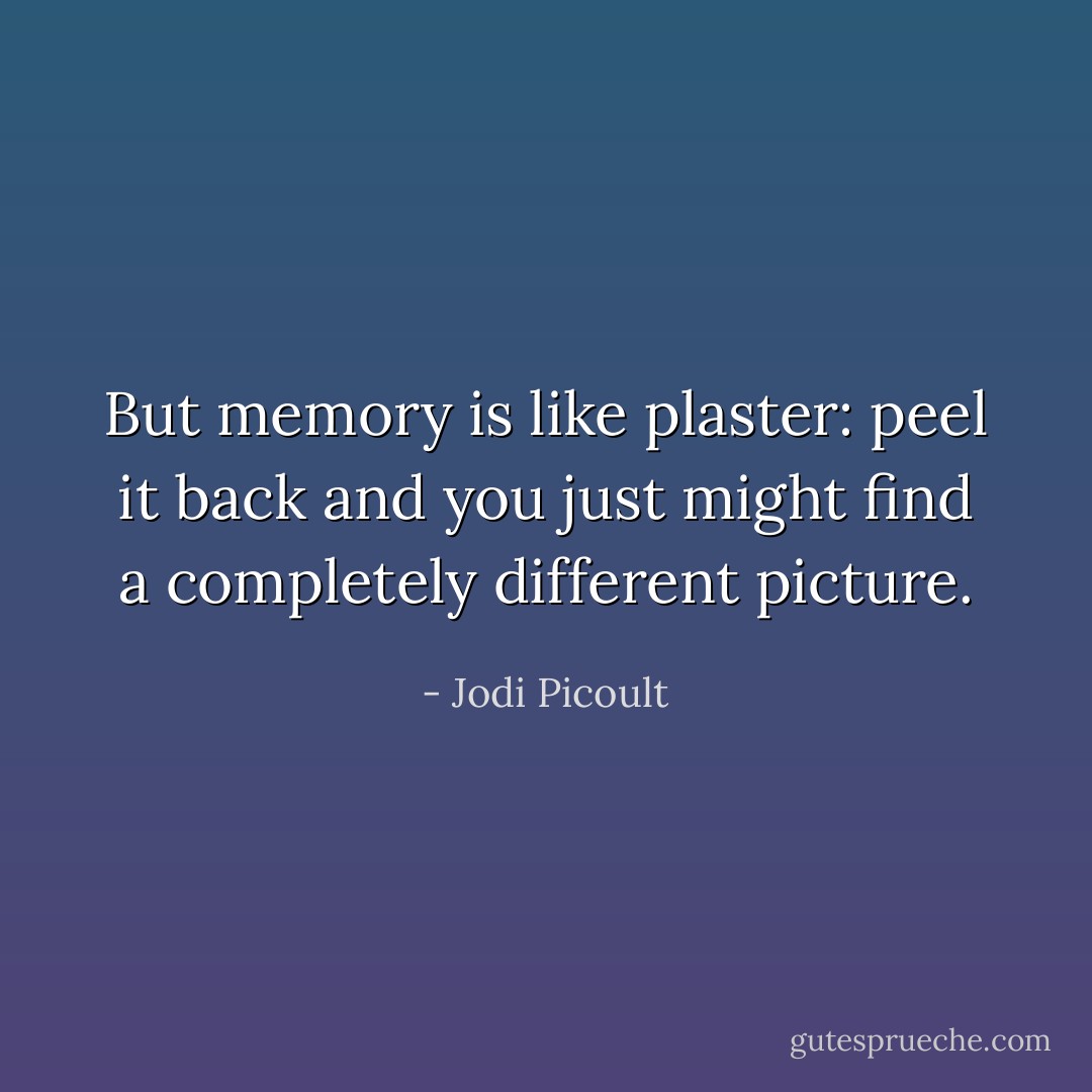 But memory is like plaster: peel it back and you just might find a completely different picture. - Jodi Picoult