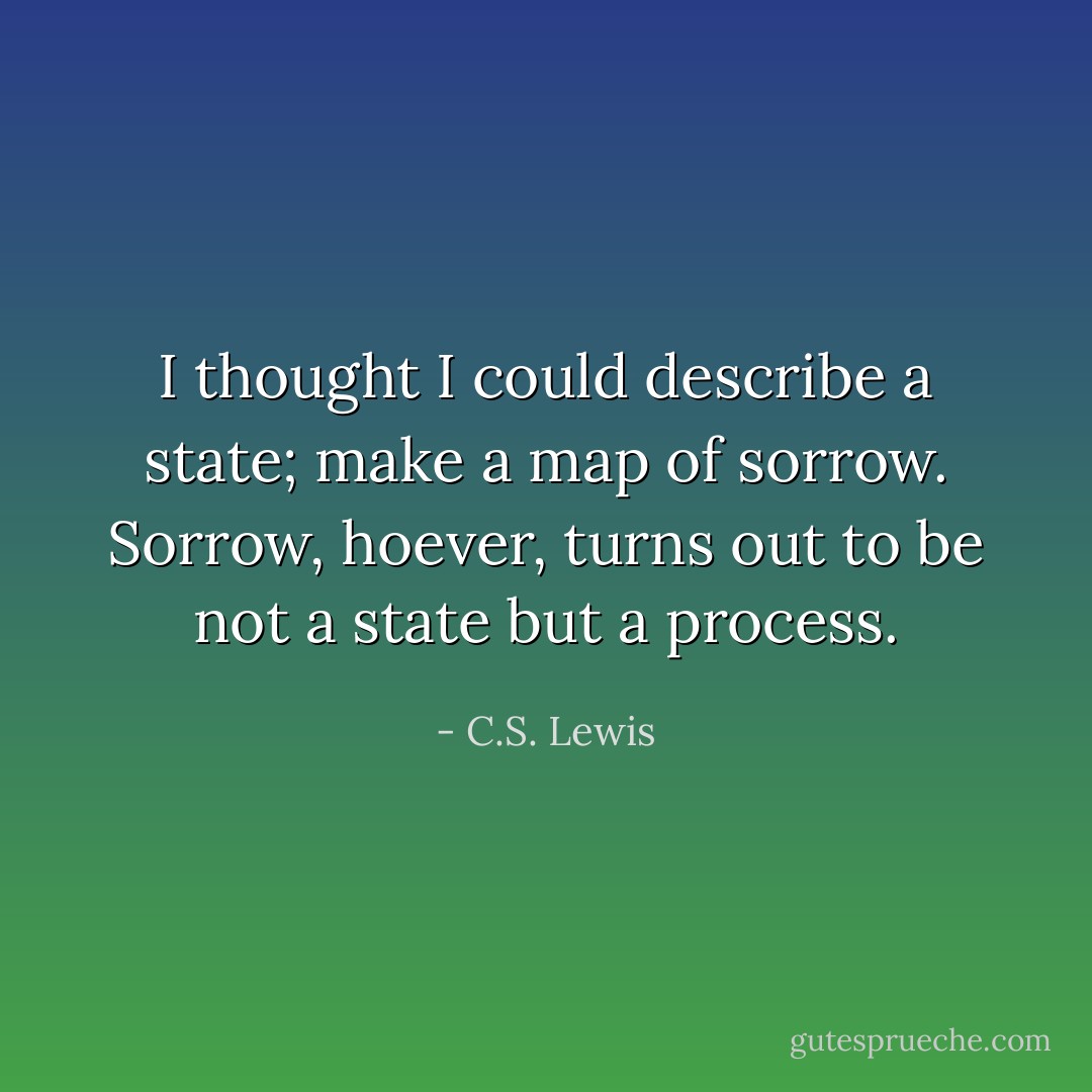 I thought I could describe a state; make a map of sorrow. Sorrow, hoever, turns out to be not a state but a process. - C.S. Lewis