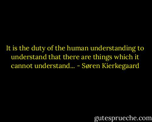 It is the duty of the human understanding to understand that there are things which it cannot understand... - Søren Kierkegaard