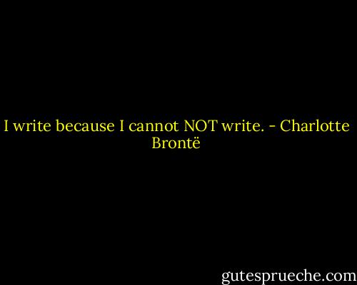 I write because I cannot NOT write. - Charlotte Brontë
