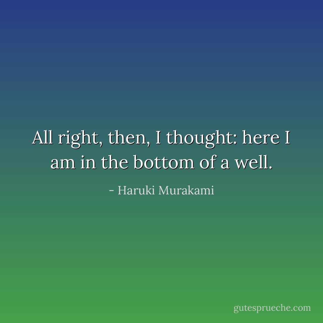 All right, then, I thought: here I am in the bottom of a well. - Haruki Murakami