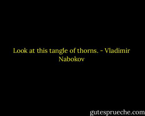 Look at this tangle of thorns. - Vladimir Nabokov