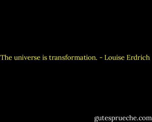 The universe is transformation. - Louise Erdrich
