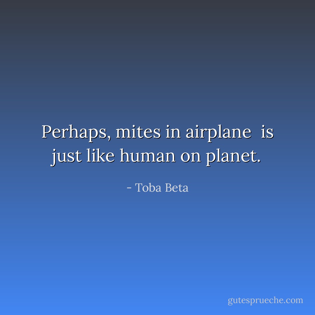 Perhaps, mites in airplane <br />is just like human on planet. - Toba Beta