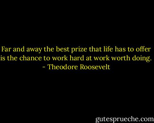Far and away the best prize that life has to offer is the chance to work hard at work worth doing. - Theodore Roosevelt