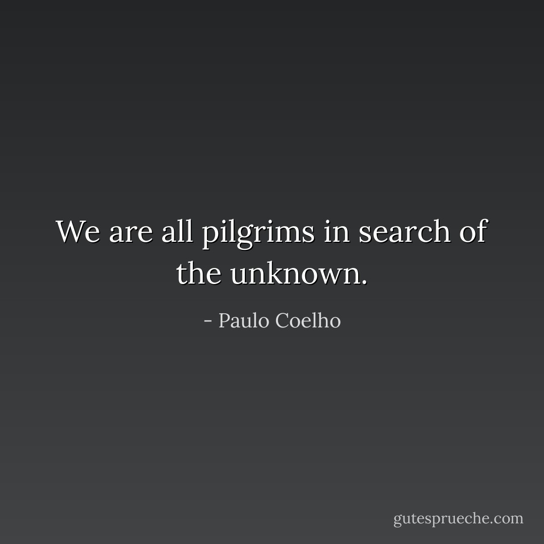 We are all pilgrims in search of the unknown. - Paulo Coelho