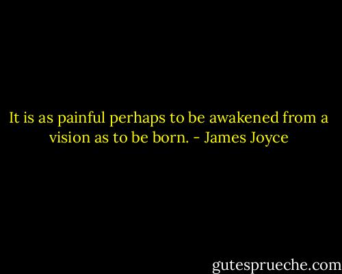 It is as painful perhaps to be awakened from a vision as to be born. - James Joyce