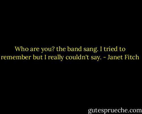 Who are you? the band sang. I tried to remember but I really couldn't say. - Janet Fitch