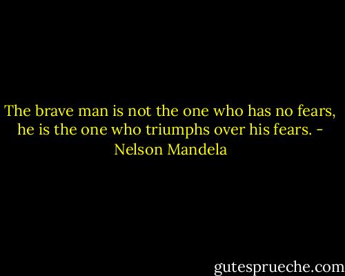 The brave man is not the one who has no fears, he is the one who triumphs over his fears. - Nelson Mandela