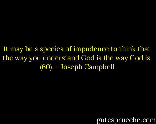 It may be a species of impudence to think that the way you understand God is the way God is. (60). - Joseph Campbell