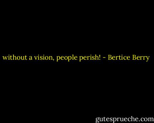 without a vision, people perish! - Bertice Berry