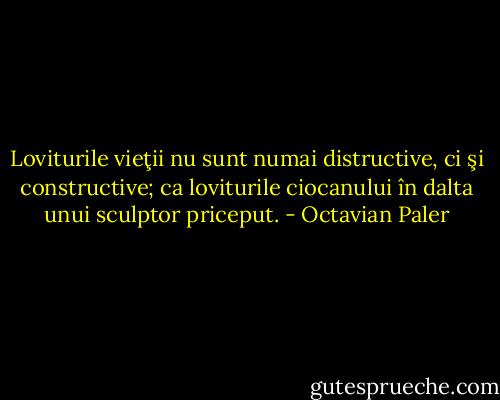 Loviturile vieţii nu sunt numai distructive, ci şi constructive; ca loviturile ciocanului în dalta unui sculptor priceput. - Octavian Paler