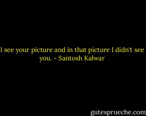 I see your picture and in that picture I didn't see you. - Santosh Kalwar