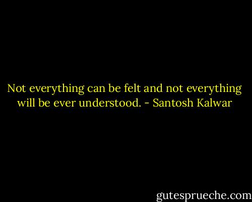 Not everything can be felt and not everything will be ever understood. - Santosh Kalwar