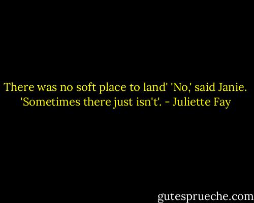 There was no soft place to land'<br />'No,' said Janie. 'Sometimes there just isn't'. - Juliette Fay