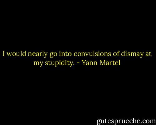 I would nearly go into convulsions of dismay at my stupidity. - Yann Martel