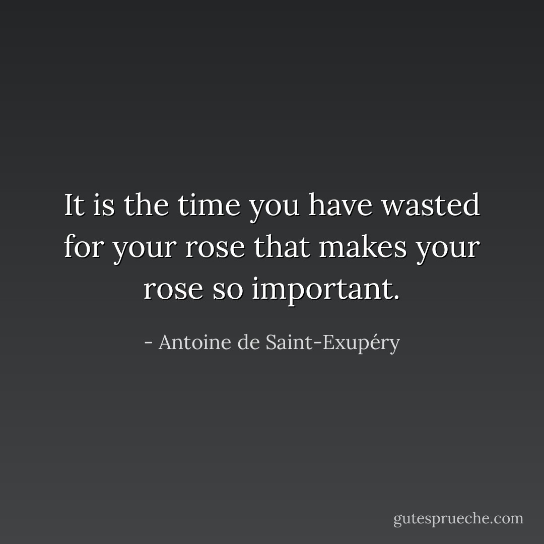 It is the time you have wasted for your rose that makes your rose so important. - Antoine de Saint-Exupéry