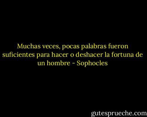 Muchas veces, pocas palabras fueron suficientes para hacer o deshacer la fortuna de un hombre - Sophocles