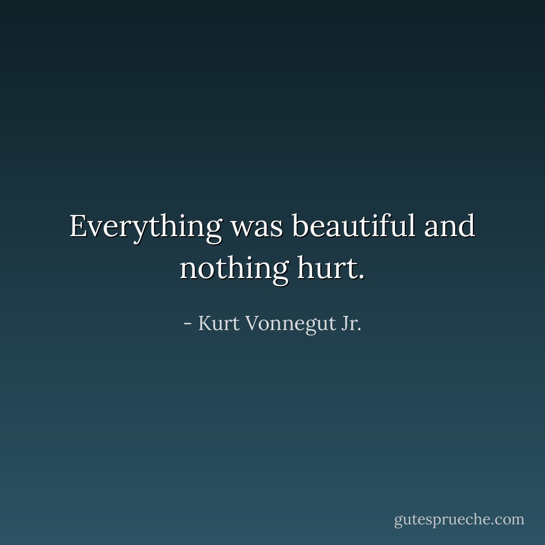 Everything was beautiful and nothing hurt. - Kurt Vonnegut Jr.