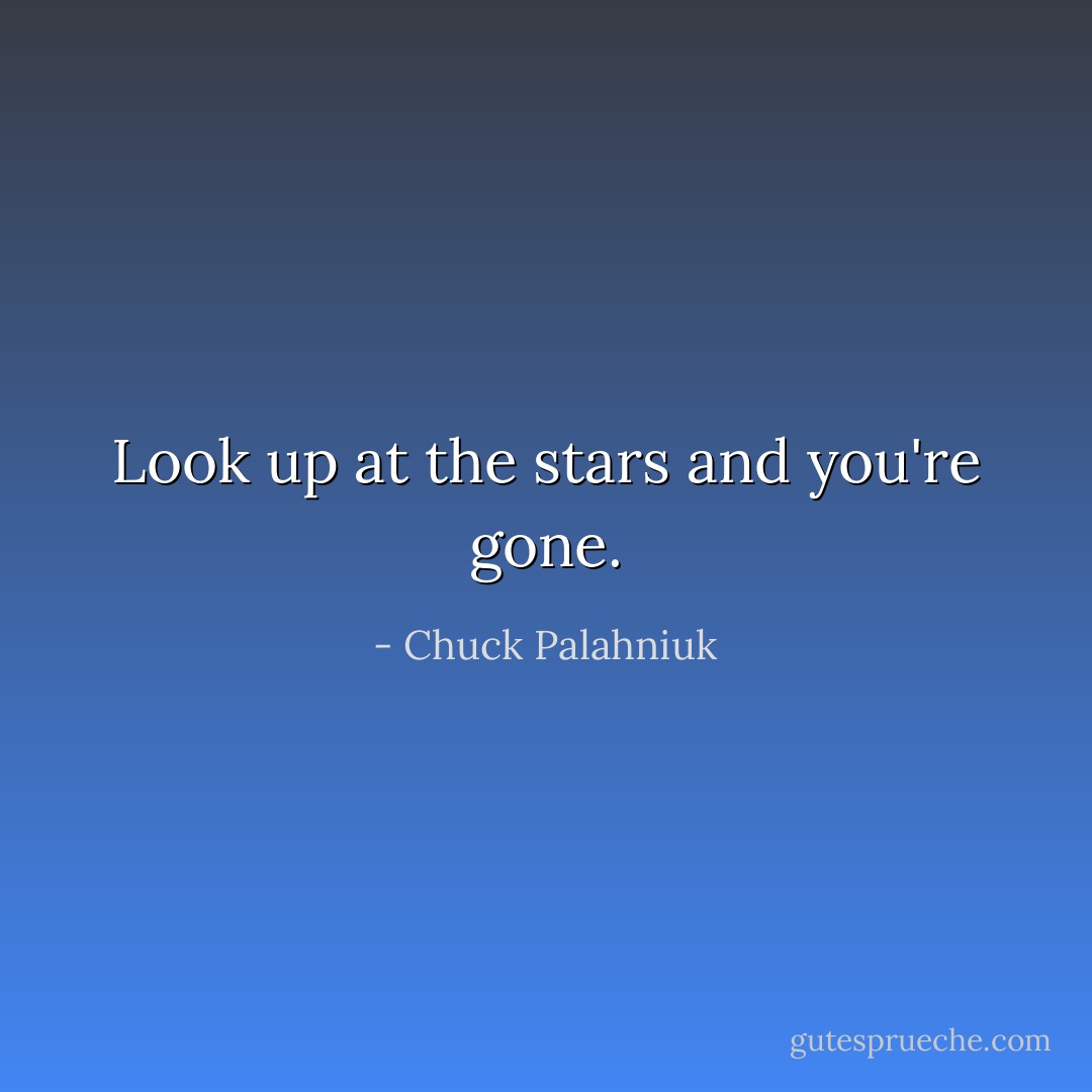 Look up at the stars and you're gone. - Chuck Palahniuk