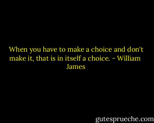 When you have to make a choice and don't make it, that is in itself a choice. - William  James