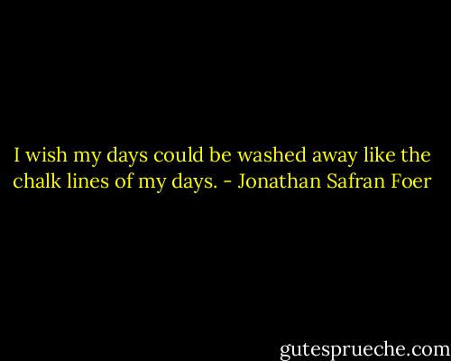 I wish my days could be washed away like the chalk lines of my days. - Jonathan Safran Foer