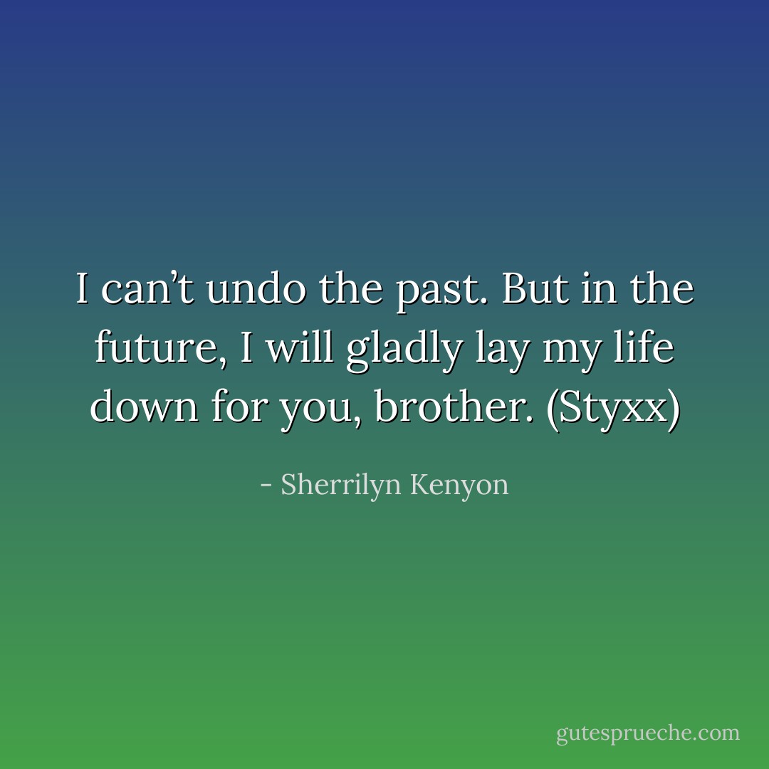 I can’t undo the past. But in the future, I will gladly lay my life down for you, brother. (Styxx) - Sherrilyn Kenyon