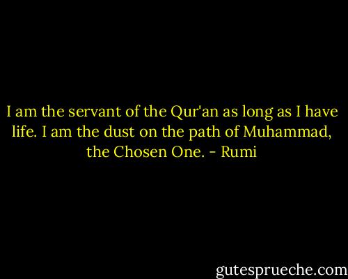 I am the servant of the Qur'an as long as I have life. I am the dust on the path of Muhammad, the Chosen One. - Rumi